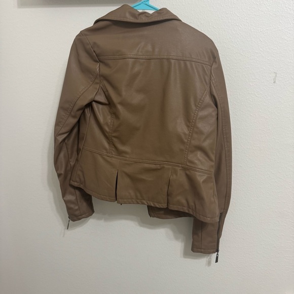 Francesca’s beige/light tan faux leather jacket - Picture 2 of 3